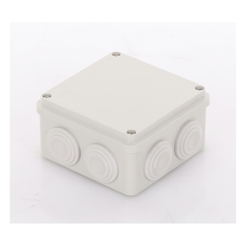 Caja Derivación-Conexión de Plástico (100 X 100 X 54 mm) con 7 Glándulas de Goma. Para Instalaciones Comerciales, Residenciales e Industriales. Incluye Tornillería para su Tapa.