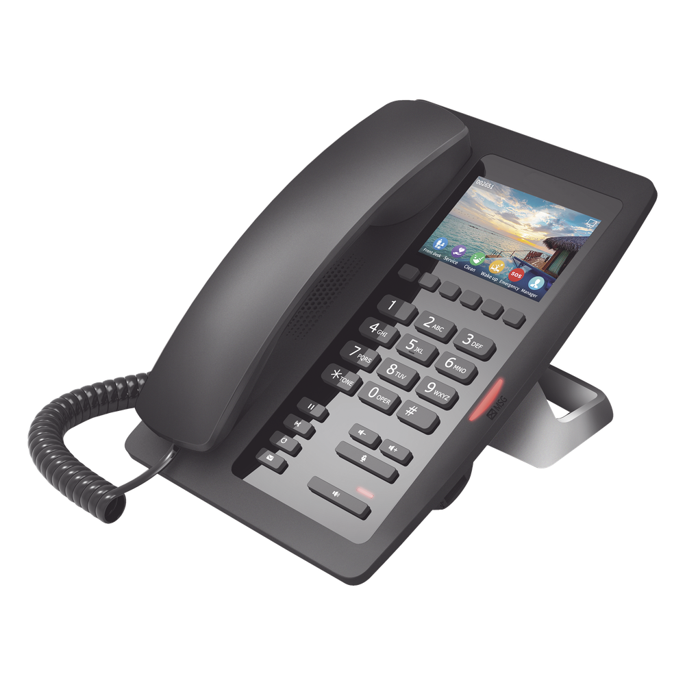 (H5W Color Negro)Teléfono IP WiFi para Hotelería, profesional de gama alta con pantalla LCD de 3.5 pulgadas a color, 6 teclas programables para servicio rápido (Hotline) PoE
