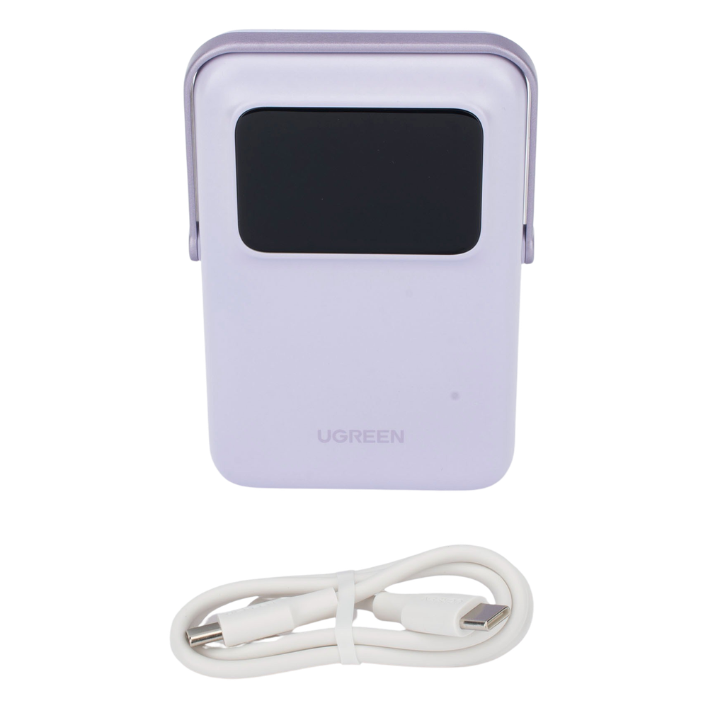 Power Bank Serie UNO Inalambrico | 10000mAh | 7.5W/20W  |  Con Emojis de Estado | Carga Rápida USB-C Bidireccional  | Pantalla TFT  Inteligente | Con Holder | Color Purple.
