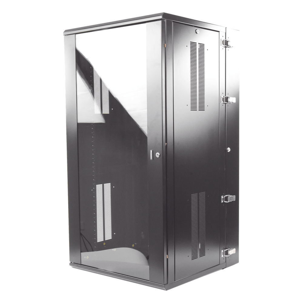 Gabinete PanZone de Montaje en Pared, de 19in, Puerta con Ventana de Seguridad, 26 UR, 635mm de Profundidad, Color Negro