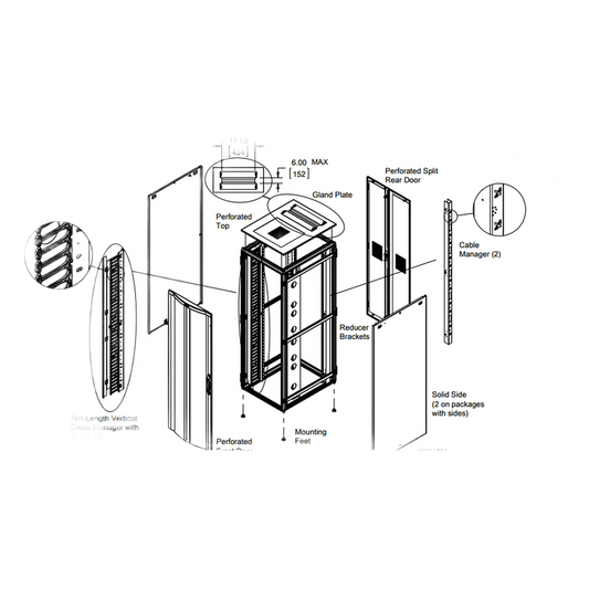 Gabinete Rack ProLine ConnecTek 42 UR 2000 x 800 x 1200 mm con Capacidad 1134 kg  Acero, Color Negro Con Organizadores Laterales Frontal y Traseros Incluidos