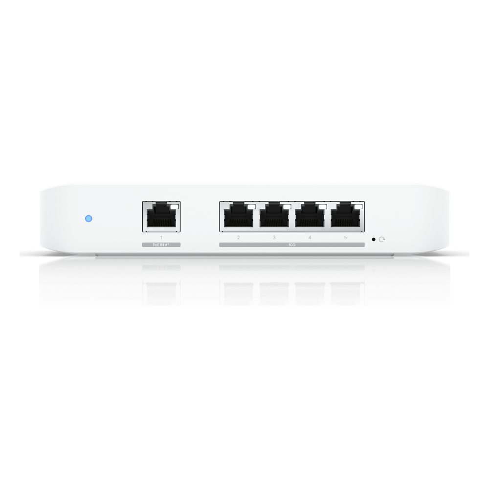 USW Flex XG Switch Capa 2, Compacto de 4 Puertos 10GbE, Puede ser Alimentado por un Puerto GbE PoE+ o con un Adaptador 5 Vcc USB-C