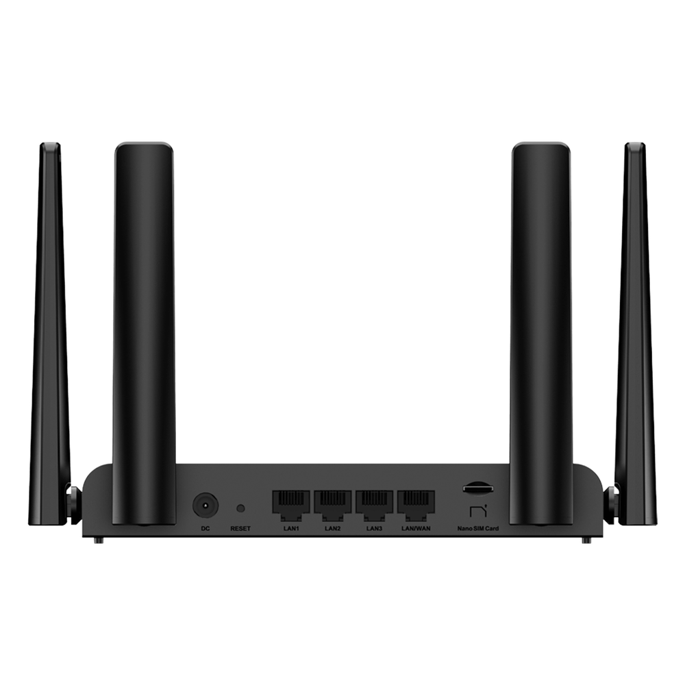 Router 4G LTE CAT.4 / Wi-Fi 4 N300 300 Mbps / Slot Micro SIM Plug & Play / 4 Puertos 10/100 / 4 Antenas Externas / Administración Cloud Ruijie Reyee