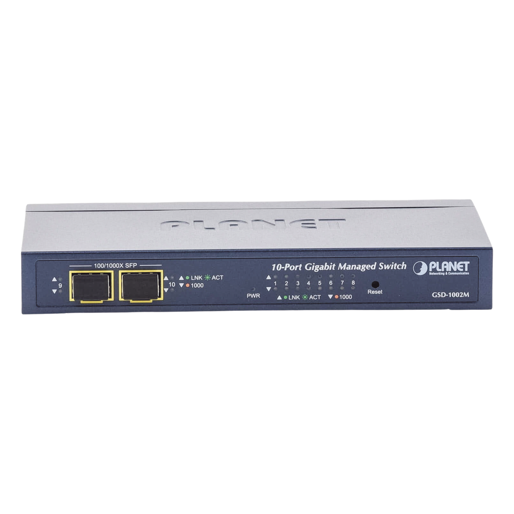Switch Administrable de Escritorio de 8 Puertos Gigabit/ 2 Puertos SFP / 20 Gbps Switching / PoE In 802.3af/at / Dual Power DC + PoE / VLAN Q-in-Q / IPv6/IPv4/  Administración Remota con CloudNMS