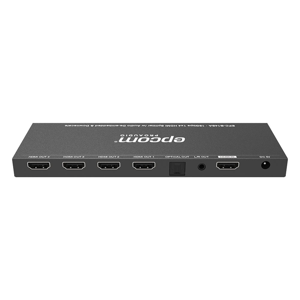 Splitter HDMI 1x4 | 1 Entrada a 4 salidas (Simultaneas) | 4K@60Hz | Extractor de Audio | Down Scaler | HDR  4:4:4 | EDID | 18Gbps