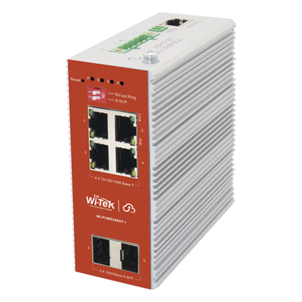 Switch L2+ PoE Industrial / Administración Cloud-Web-CLI / 4 Puertos PoE af/at 100/1000 Mbps / 2 Puertos SFP Gigabit / Presupuesto PoE 120 W / Protocolo ERPS (redundancia enlaces)
