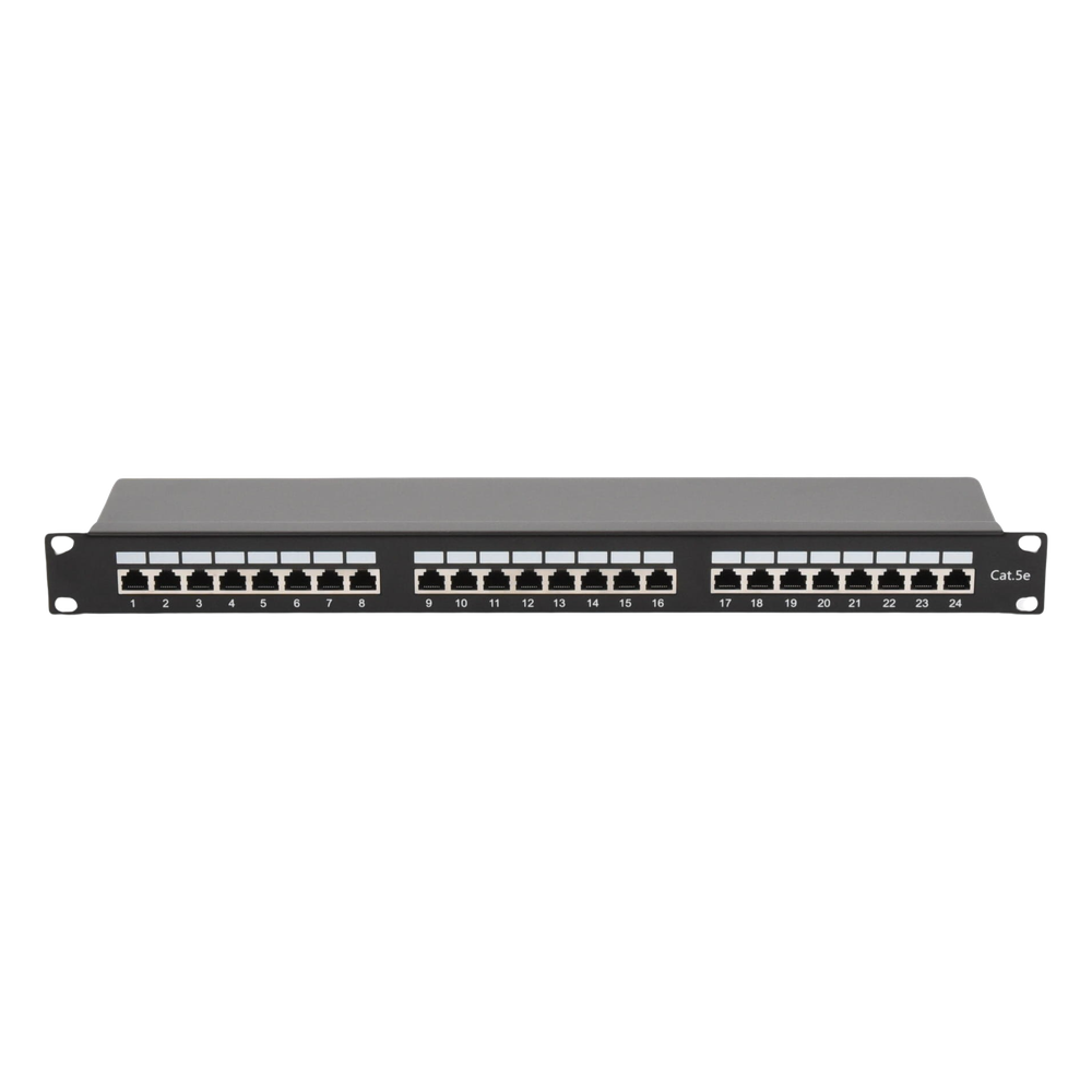 Panel de Parcheo de Impacto Blindado (STP) de 24 Puertos Cat5e, 19 Pulgadas