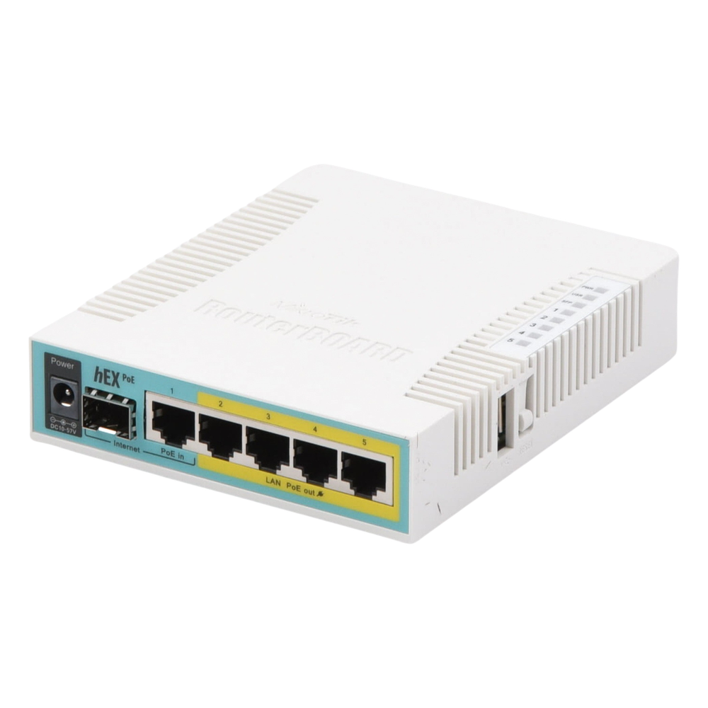 (hEX PoE) Routerboard 5 puertos Gigabit Ethernet PoE 802.3at, 1 Puerto USB