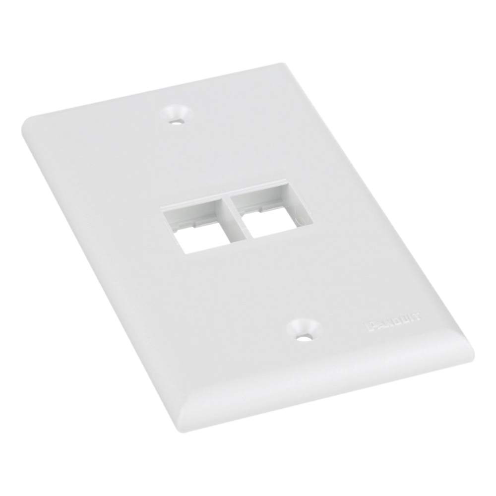Placa de Pared Vertical, Salida Para 2 Puertos Keystone, Color Blanco