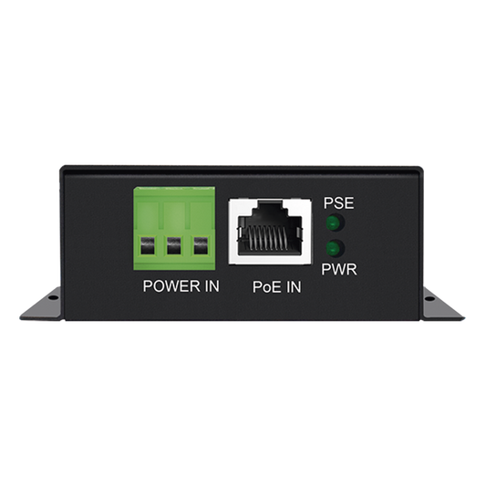 Convertidor PoE Industrial / Entrada PoE 802.3 af/at / Salida PoE pasivo 24V / Conexión plug and play / Alcance de hasta 100 metros / Ideales para Enlaces Inalámbricos