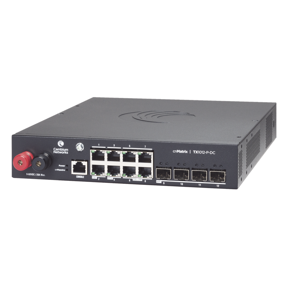 Switch cnMatrix WISP TX1012-DC-P de 8 puertos PoE y 4 SFP+, 170 W PoE Budget, Capa 2, gestión gratuita desde la nube, para corriente directa