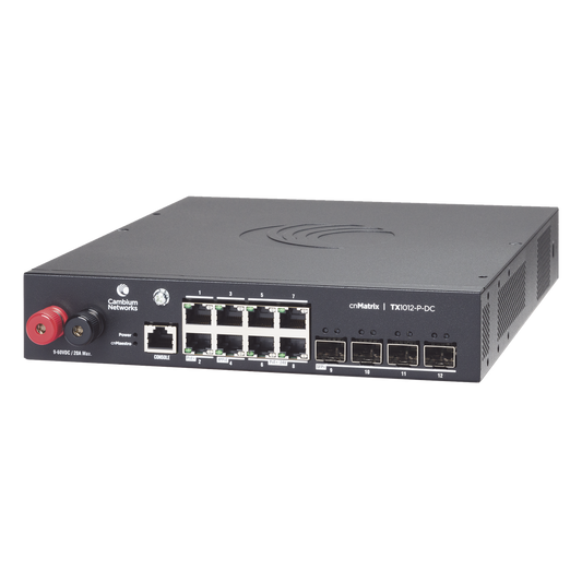 Switch cnMatrix WISP TX1012-DC-P de 8 puertos PoE y 4 SFP+, 170 W PoE Budget, Capa 2, gestión gratuita desde la nube, para corriente directa