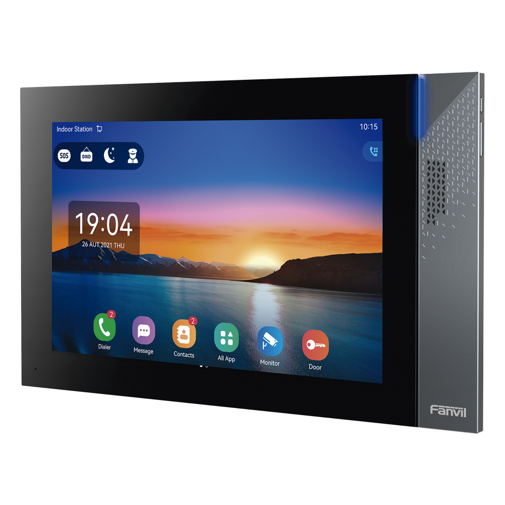 Monitor IP/SIP para interior con Android, Wi-Fi, Bluetooth, Pantalla táctil de 10.1", audio de 2 vías, PoE, 8 interfaces de entrada de alarma.