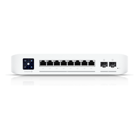 UniFi Switch Empresarial Capa 3 de 8 Puertos PoE 802.3af/at 2.5G + 2 Puertos 1/10G SFP+, 120W, Pantalla Informativa