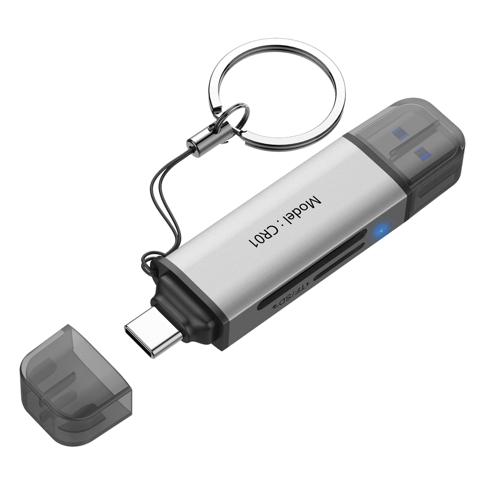 Lector de Tarjetas 2 en 1 / Conector Dual USB-A y USB-C / Soporta SD y Micro SD / 5 Gbps / Aleación de Aluminio