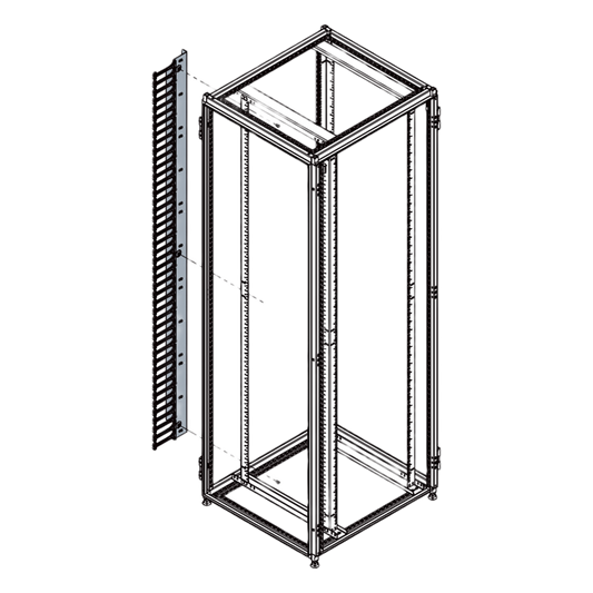 Organizador Vertical de Cables para Rack 45 UR (79 in) / Acero Negro RAL 9005 / Sección 95x208 mm (3.7x8.2 in) / Capacidad 726 Cables / Dedos cada 1.75 pulg / ProLine S1 HOFFMAN