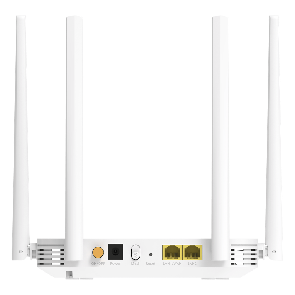 Router ONU GPON/EPON Wi-Fi 5 / 1200 Mbps (2.4 GHz + 5 GHz) / Puerto PON SC/UPC / 2 Puertos Gigabit LAN/WAN / 4 Antenas Externas / Mesh / 84 Clientes