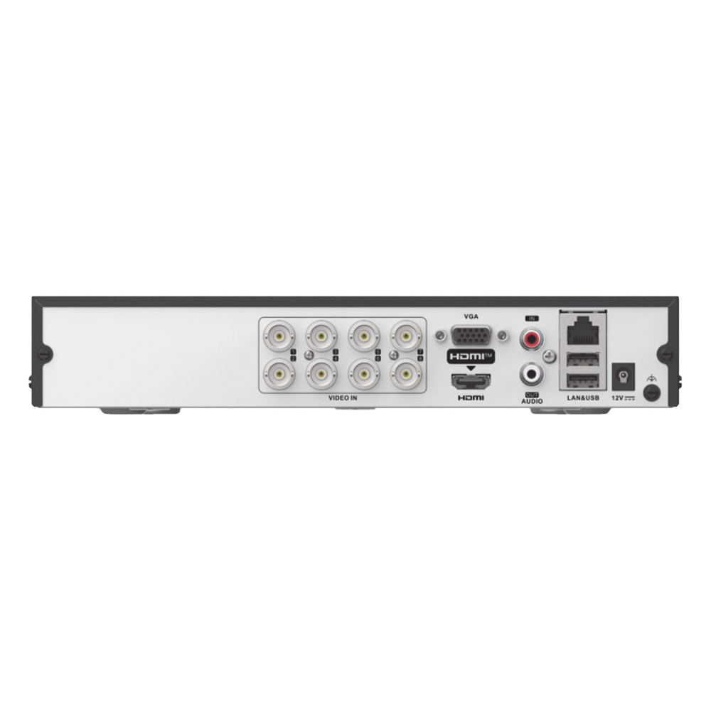 [Audio Bidireccional] DVR 8 Canales TurboHD + 2 Canal IP / 2 Megapixel (1080p) Lite / Acusense Lite (Evita Falsas Alarmas) / Audio por Coaxitron / 1 Bahia de Disco Duro / H.265+ / Salida de Vídeo Full HD