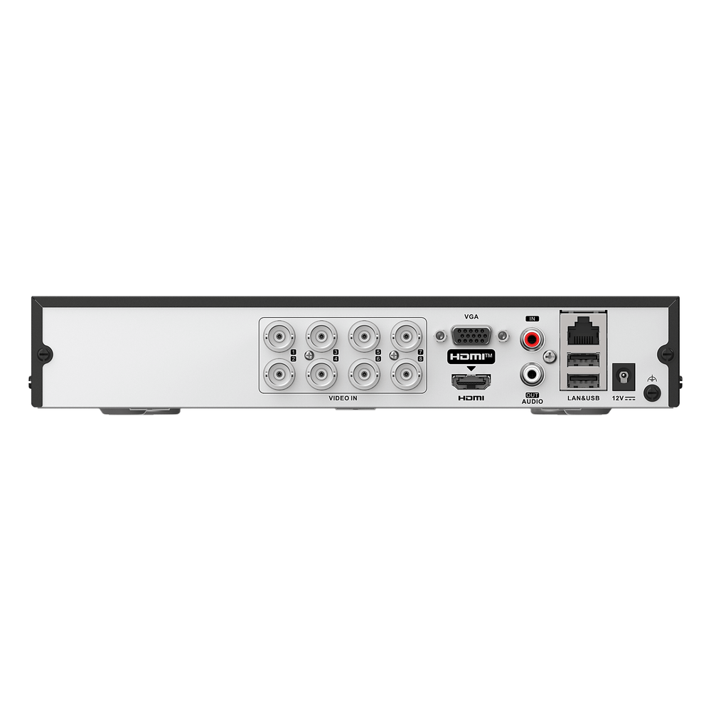 DVR 8 Canales TURBOHD + 4 Canales IP / 5 Megapixel Lite - 3K Lite / Audio Bidireccional /ACUSENSE (Evista falsas alarmas) / 1 Bahía de Disco Duro / Salida de Video en Full HD