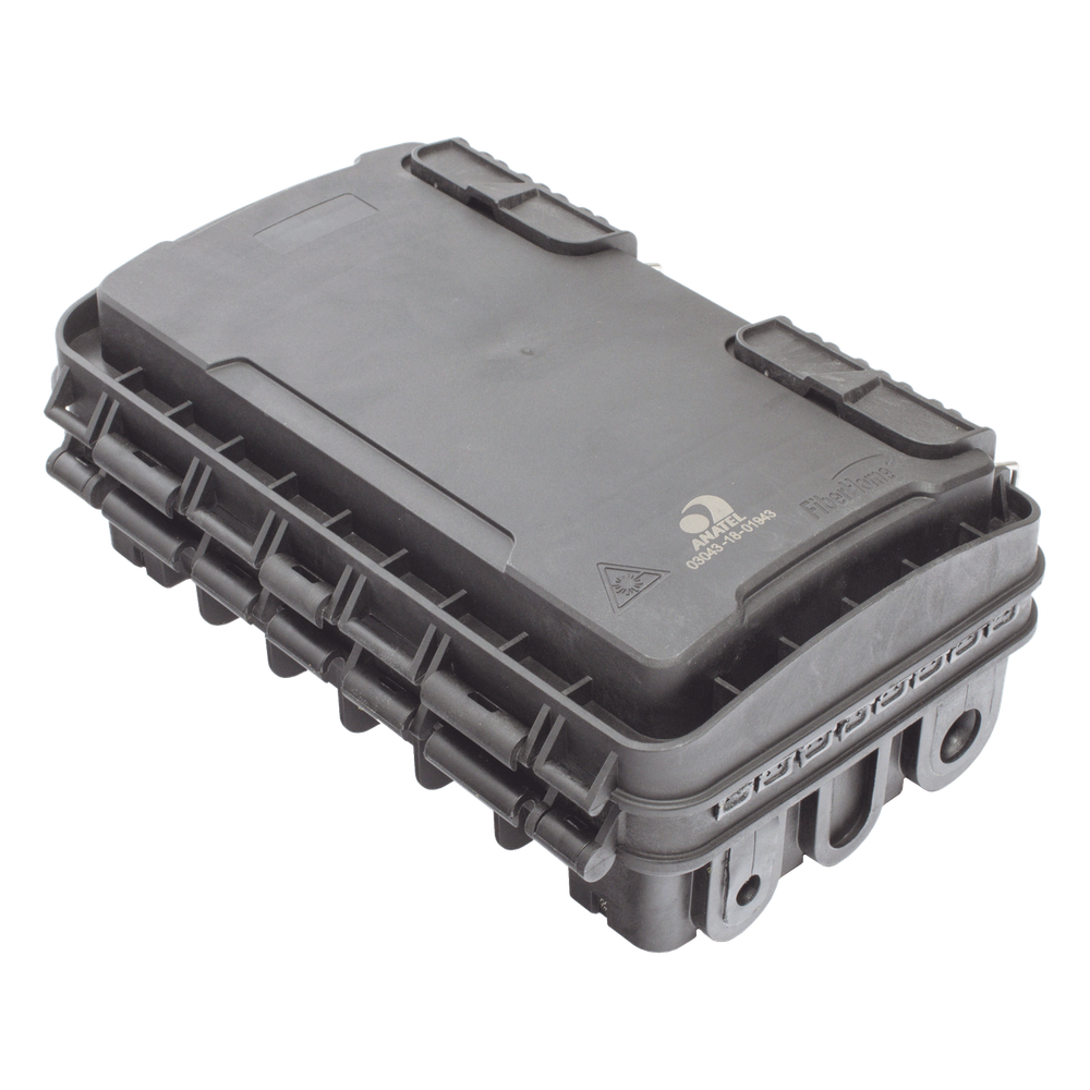 Caja de Distribución de Fibra Óptica para 24 Empalmes, con 8 acopladores SC/APC simplex, Exterior IP65, Color Negro