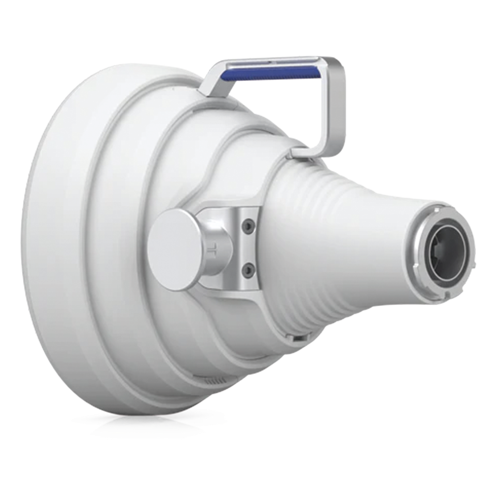 Antena Sectorial 30° tipo Horn para Multipunto, 19.5 dBi. Rango extendido 5.15 - 6.875 GHz. Alto aislamiento al ruido. Compatible solo con AF5XHD, RP5ACGEN2 y LTURocket