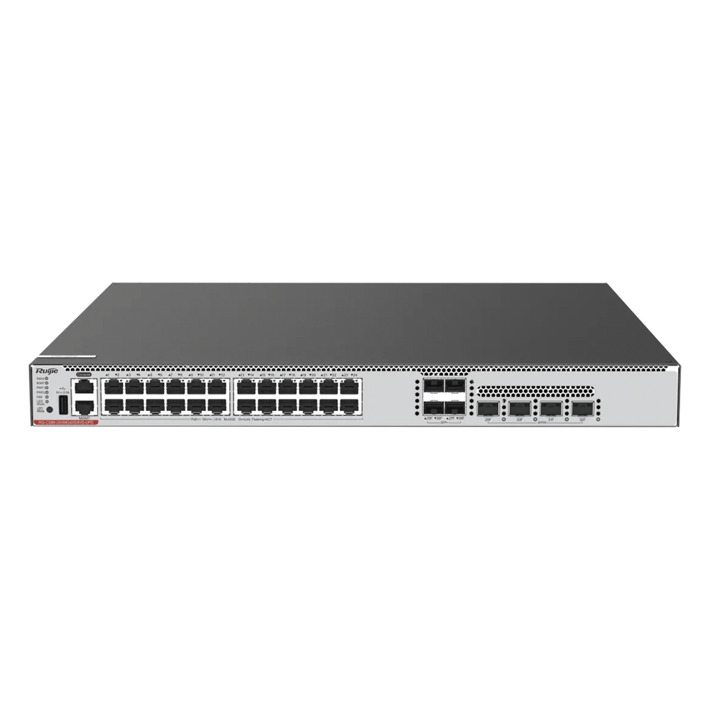 Switch Core 24 Puertos PoE 802.3bt Class 2 (FULL Hi-PoE 90 W) Capa 3 Multi-Gigabit 10G y SFP28 25G (No Incluye Fuentes de Poder)