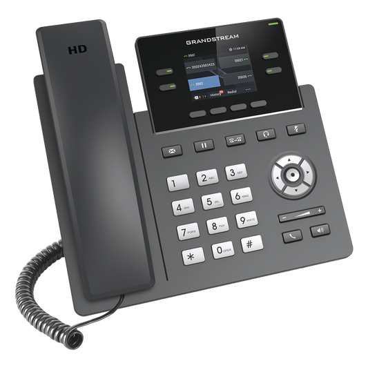 Teléfono IP Grado Operador, 4 líneas SIP con 2 cuentas, pantalla a color 2.4", codec Opus, IPV4/IPV6 con gestión en la nube GDMS