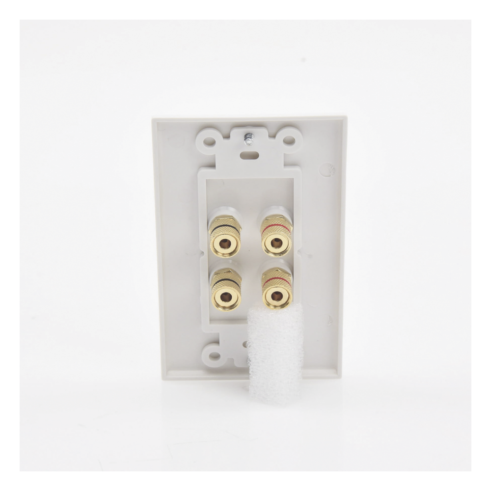 Placa de Pared | Postes de Unión Tipo Banana | Conexión para 2 Altavoces | Fácil Instalación | Conectores Chapados en Oro