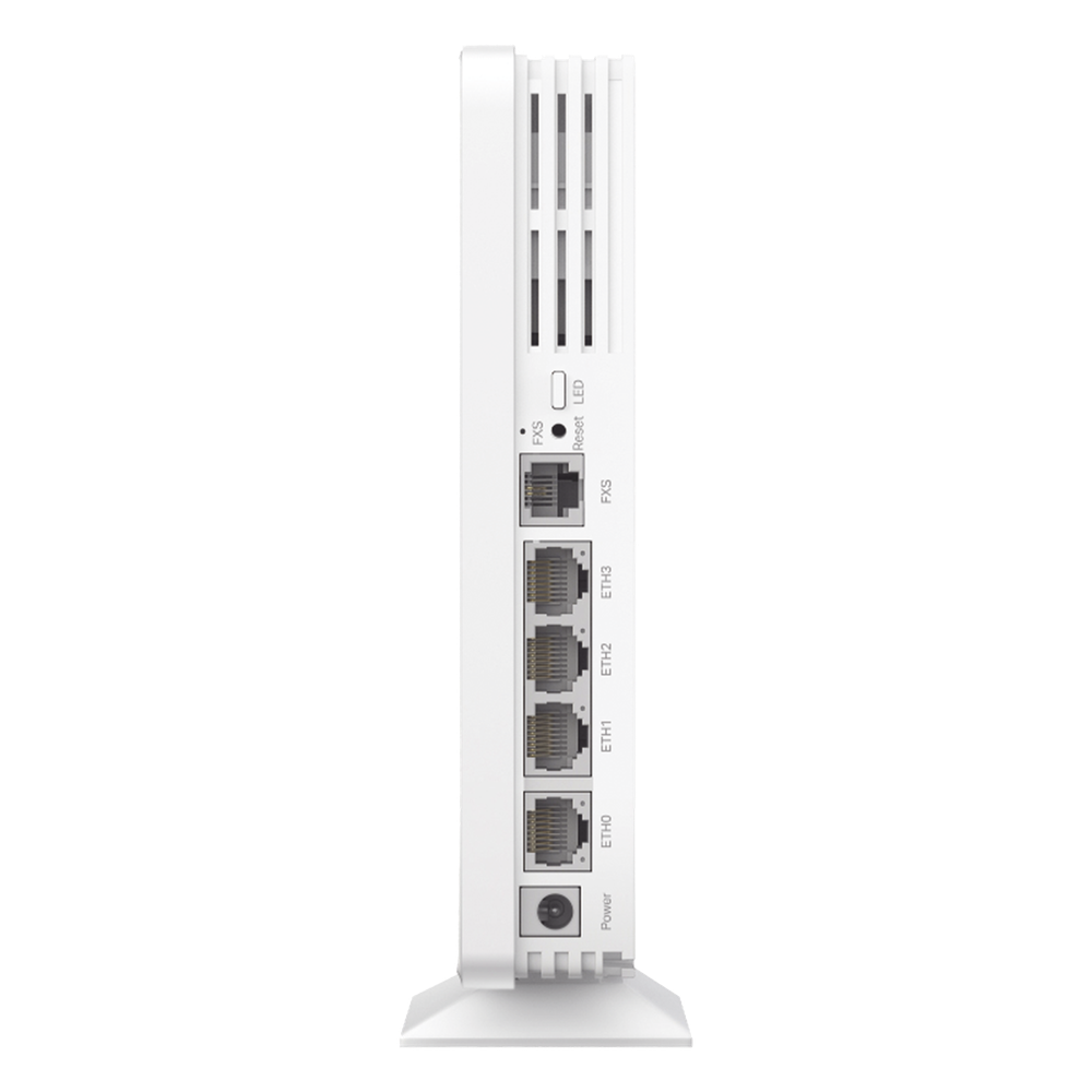 Punto de Acceso GPON Omada / WiFi 6 AX1800 / 1 puerto GPON / 1 Puerto FXS / 4 Puertos 10/100/1000 RJ45 / Wi-Fi 6 AX1800 / Mesh Omada / Configuración por Controlador o Stand-Alone / Para Montaje en Escritorio-Pared