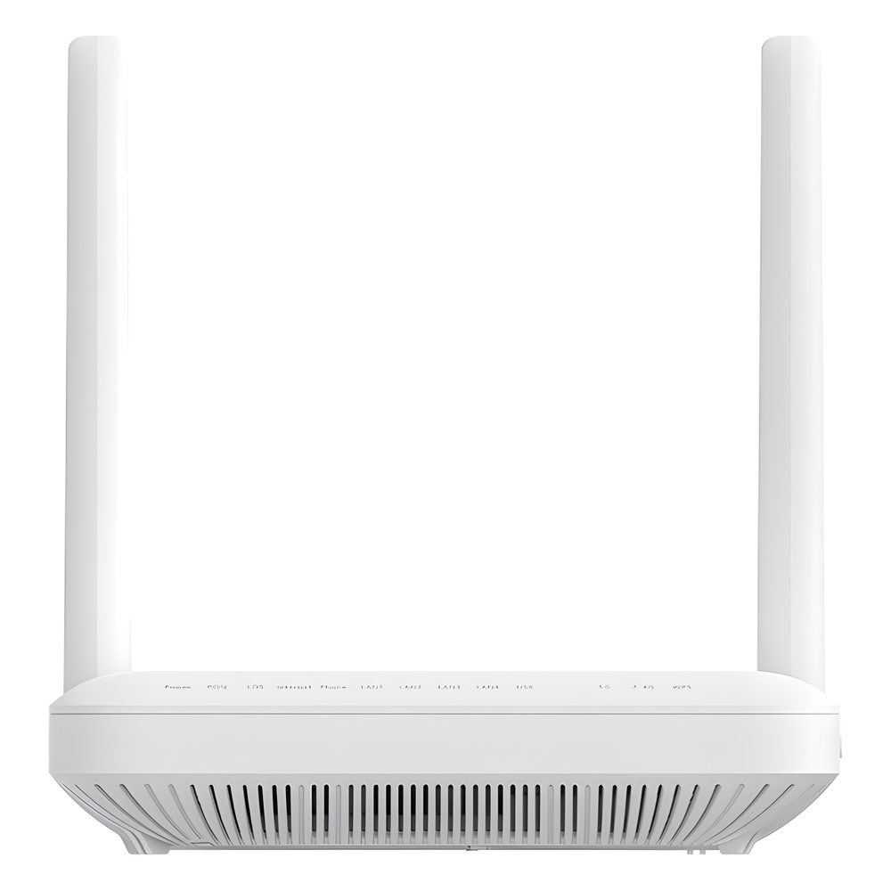 ONU GPON WiFi (2.4/5 GHz), 2 antenas de 5 dBi, Compatible con OLT de Terceros, MIMO 2x2, 4 puertos Gigabit + 1 POTS + USB, conector SC/UPC (Gestión WAN desde la Interfaz de la ONU)