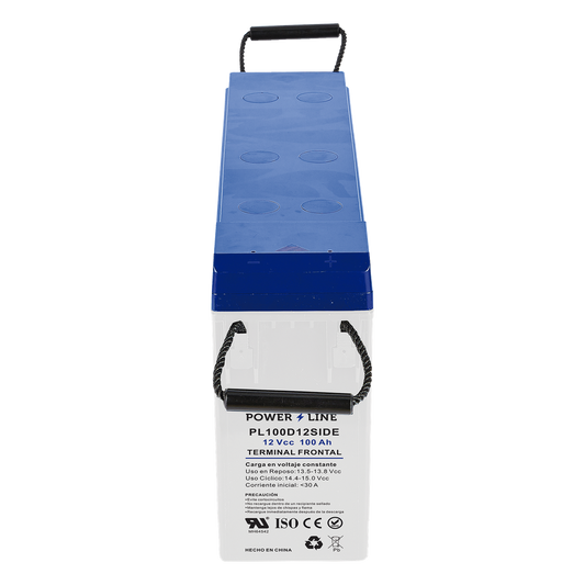 Batería de Ciclo Profundo AGM-VRLA / 12V 100Ah (10h) / Placas Gruesas Alta Densidad / Carcasa Ignífuga UL94-V0 / Terminal M8 / Baja Autodescarga / 1620A Cortocircuito