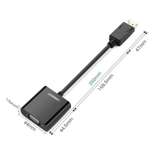 Convertidor DP Macho a VGA Hembra (Negro).