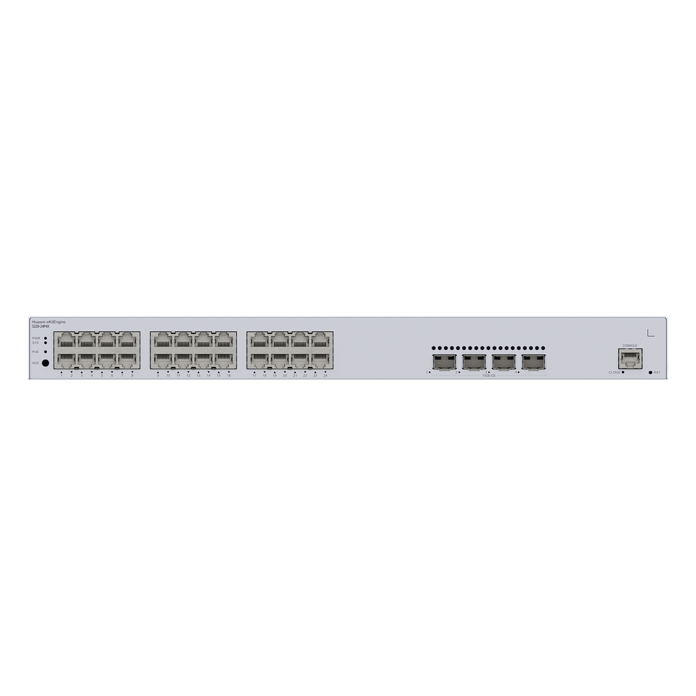 Switch de Acceso eKit Administrable / Capa 2 / 24 Puertos PoE+ Gigabit + 4 Puertos SFP+/SFP + Puerto de Consola  / Poe Perpetuo / Presupuesto PoE 400 W / Sin Licenciamiento