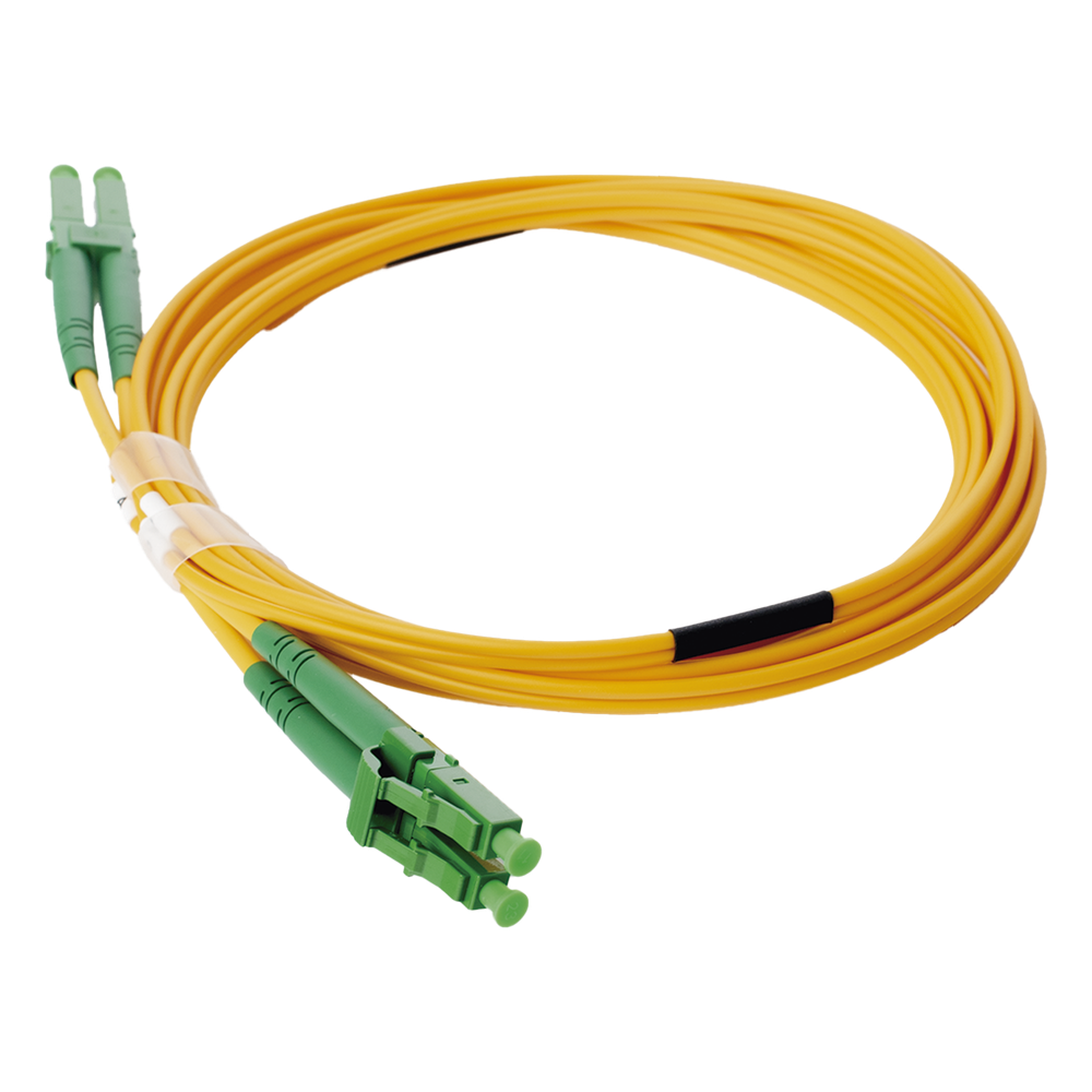 Jumper de Fibra Óptica Monomodo 9/125 LC/APC-LC/APC Duplex PVC, 2.0 mm, Amarillo, 2 Metros (6.56 Pies)