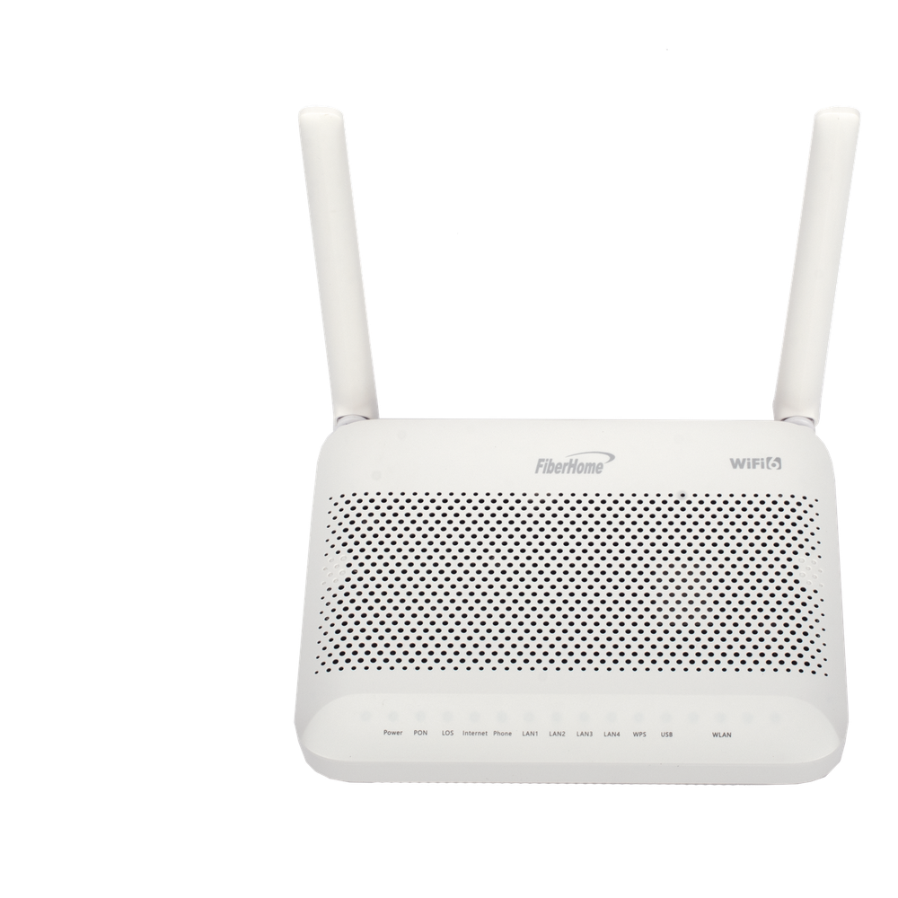 ONU GPON WiFi 6, (2.4/5 GHz), 2 Antenas de 5 dBi, Compatible con OLT de Terceros, 4 puertos Gigabit + 1 POTS + 2 USB, conector SC/UPC
