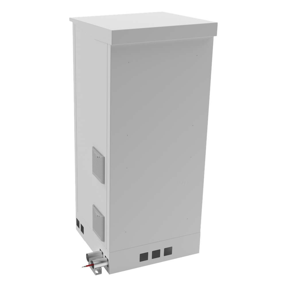 Gabinete de Piso para Exterior con Ventiladores y Termostato con Rack de 19" de 16 U + Espacio para Baterías, Se envía el Gabinete Armado.