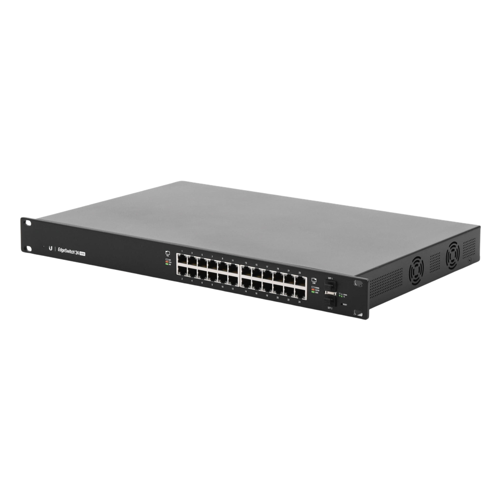 Switch EdgeMAX administrable de 24 puertos Gigabit con PoE+/PoE Pasivo 24V + 2 Puertos SFP, 250 W