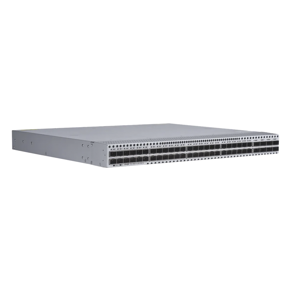 Switch Data Center / 48 Puertos SFP+ 1G/10G / 8 Puertos QSFP28 40G/100G / 2.56 Tbps / 1920 Mpps / M-LAG VSU VXLAN EVPN / RDMA RoCEv2 PFC ECN / Fuentes Redundantes 1+1 Hot-Swap
