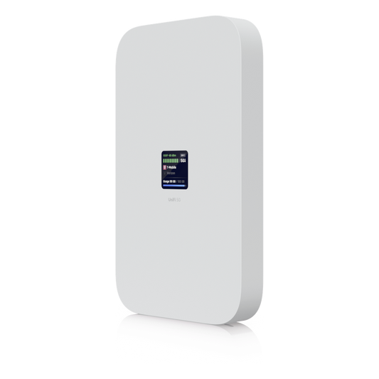 UniFi Módem 5G de Alto Rendimiento Hasta 3.4 Gbps para Implementaciones UniFi, Adopción Instantánea por Puerto PoE, Configuración Automática, Doble SIM/eSIM y Failover Inteligente