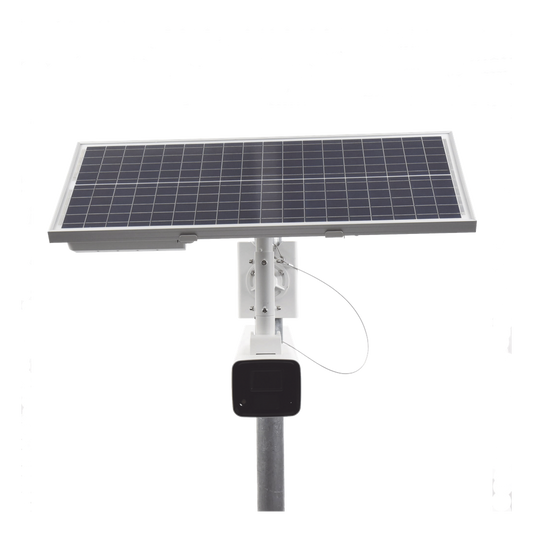 Kit Solar IP All in One / Cámara Bala ColorVu 4 Megapixel / Lente 4 mm / Panel Solar / Batería de Respaldo de Litio 23.2Ah (Hasta 24 Días) / Conexión 4G / Accesorios de Instalación