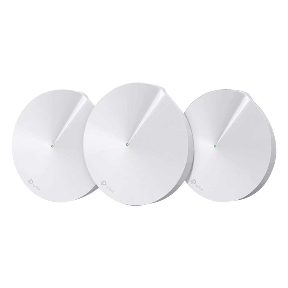 Kit 3 Routers Inalámbricos MESH Interior para Hogar / Doble Banda Wi-Fi 5 AC1300 Mbps / 2 Puerto Gigabit WAN/LAN / 4 Antenas Internas / Administración Mediante la App Deco (iOS, Android) / Protección HomeCare