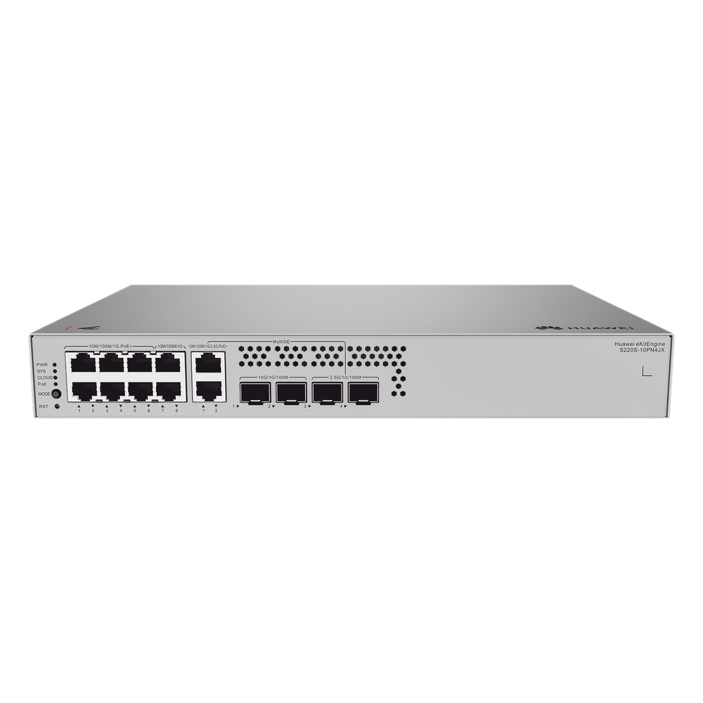 Switch de Acceso eKit Administrable / Capa 2 / 6 Puertos PoE+ Gigabit + 2 Puertos PoE+ Multi-Gigabit (2.5 Gbps) + 2 Puertos Gigabit + 2 Puertos SFP + 2 Puertos SFP+ / PoE Perpetuo / Presupuesto PoE 128 W / Sin licenciamiento