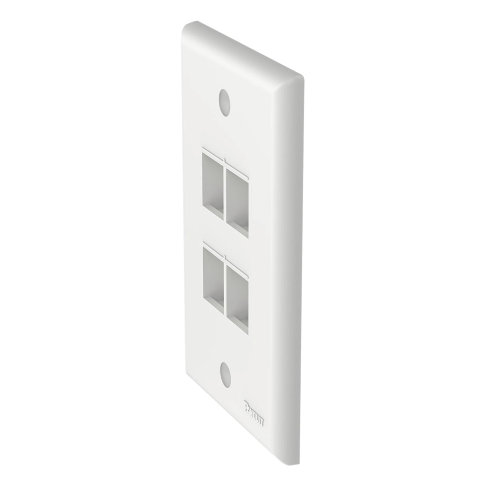 Placa de Pared Vertical, Salida Para 4 Puertos Keystone, Color Blanco