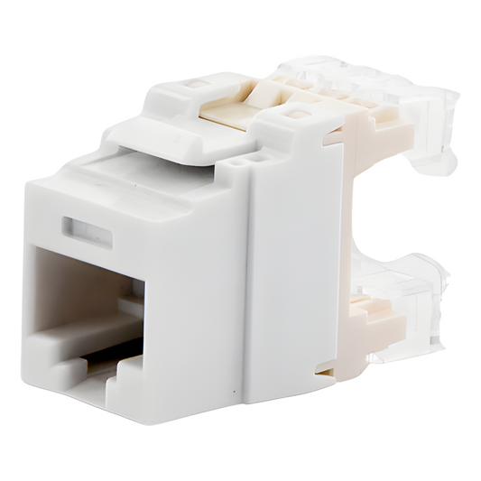 Conector Jack Estilo 110 (de Impacto), Tipo Keystone, Categoría 5e, de 8 Posiciones y 8 Cables, Color Blanco