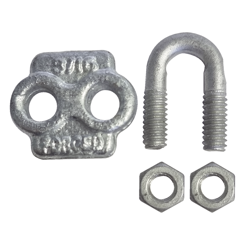 Nudo/ Perro/ Abrazadera Acero Forjado para Cable de 3/16" Galv. Inmersión en Caliente.