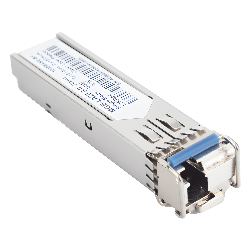 Transceptor WDM mini-Gbic SFP 1G LC TX:1310nm RX:1550 para fibra Mono Modo 20 Km, Requiere MGB-LB20