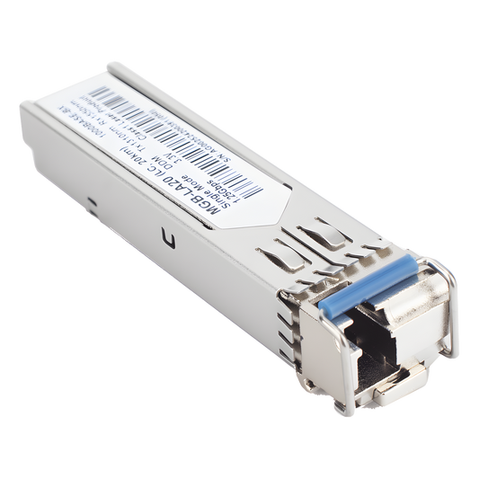 Transceptor WDM mini-Gbic SFP 1G LC TX:1310nm RX:1550 para fibra Mono Modo 20 Km, Requiere MGB-LB20