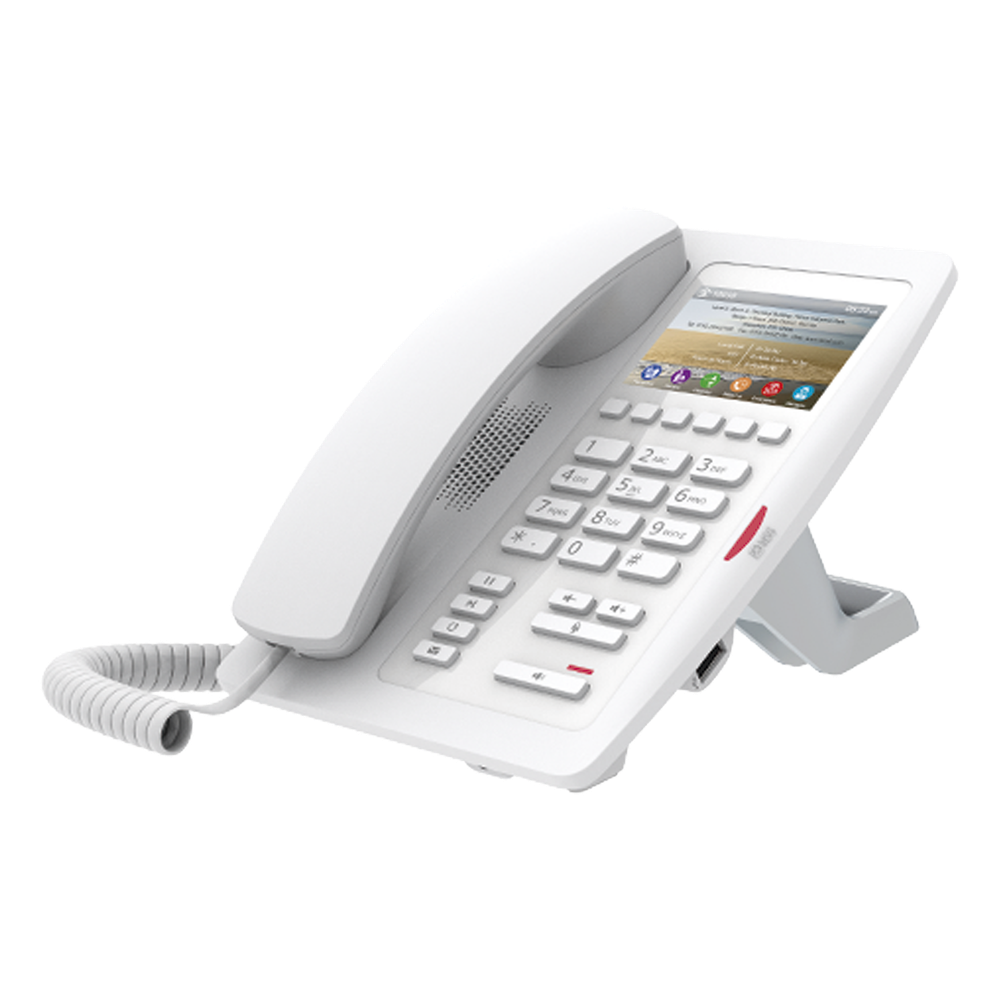 (H5 Color Blanco)Teléfono para Hotelería, profesional de gama alta con pantalla LCD de 3.5 pulgadas a color, 6 teclas programables para servicio rápido (Hotline) PoE