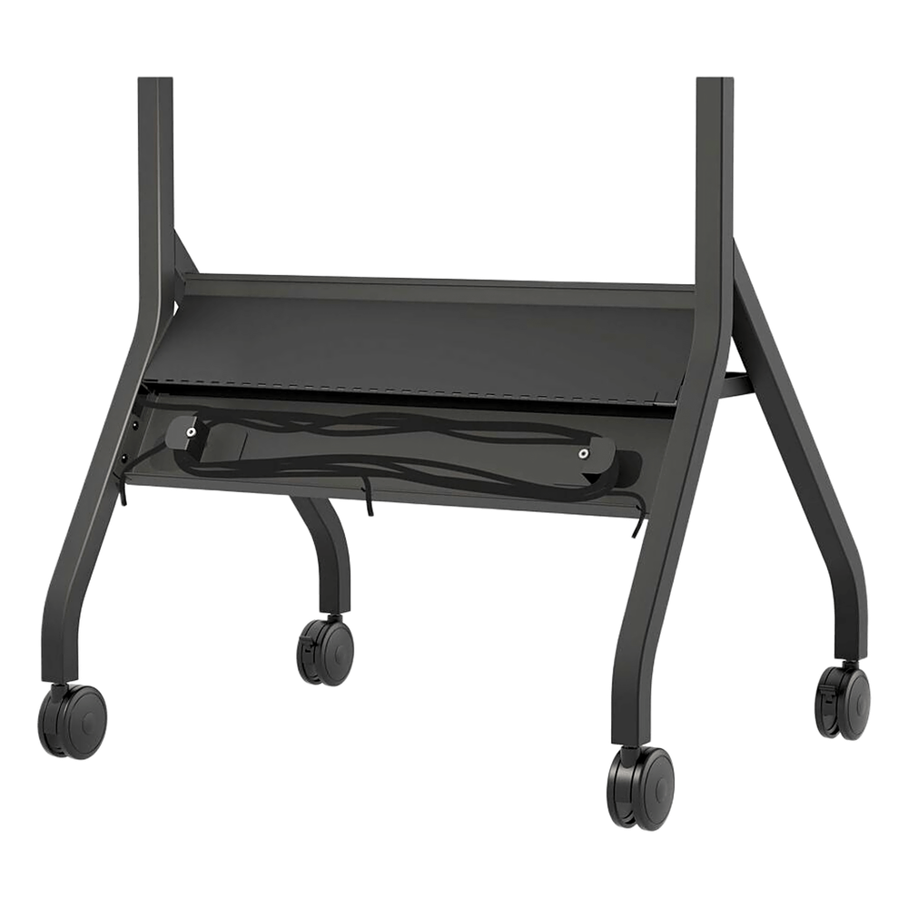 Carro Móvil para Pantalla Plana / 43" a 75"+ Displays / Altura Ajustable 49.8"-65.8" (126.5-167.1 cm) / Capacidad 150 lb (68 kg) / 4 Ruedas Dobles 4" (102 mm) / Gestión de Cableado Interno / Estructura Tubular / Incl