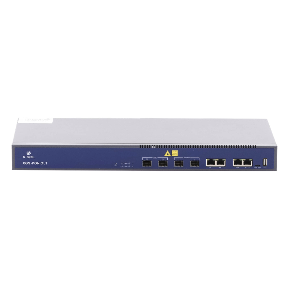 OLT Dual de 2 Puertos XGSPON/GPON / 4 Puertos Uplink (2 Puerto Gigabit RJ45 + 2 Puertos SFP/SFP+) / Hasta 512 ONUs